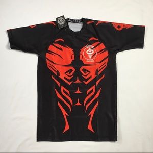 Warhammer red black short sleeve rash guard size S